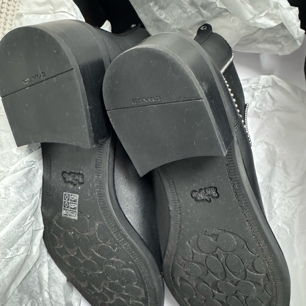 Coach Black Ankle Boots with Silver Accents - Picture 3 of 8